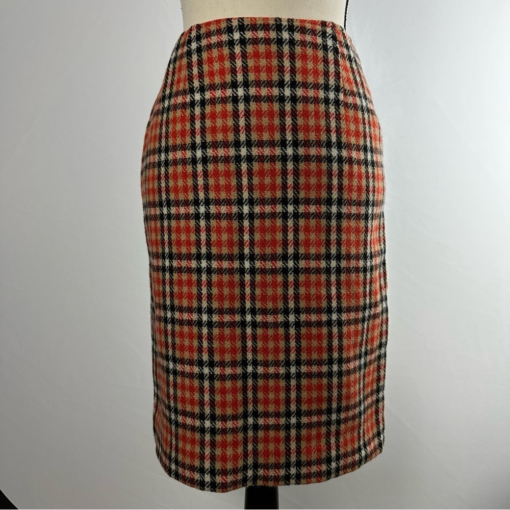 MAJESTIC VINTAGE fall colors plaid wool midi skirt - size small/medium